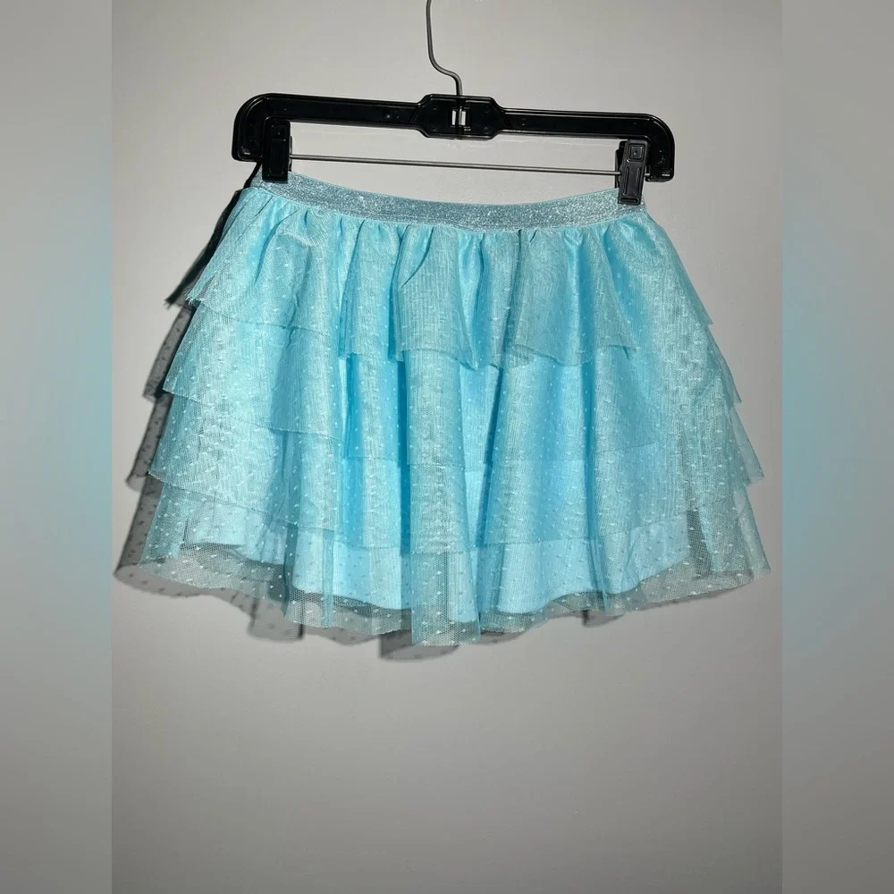 Justice Light Blue Layered Mini Skirt